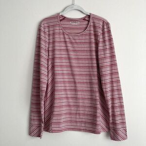Royal Robbins Womens Red Striped Long Sleeve Shirt Size XL Pull-Over Top